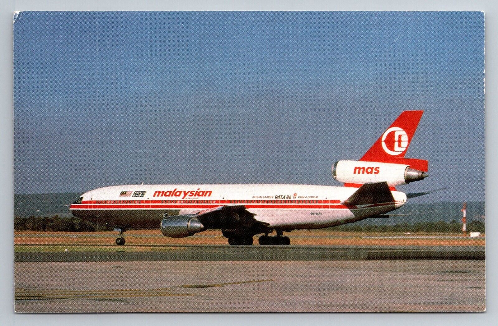 Postcard Malaysian Airline System DC-10-30 Vintage Unposted Circa 1985