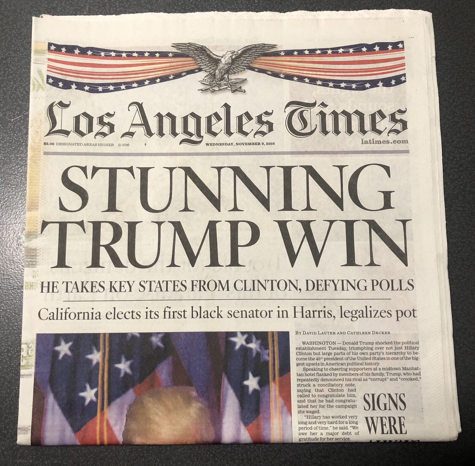 Donald Trump Wins 2016 Presidential Election LOS ANGELES TIMES 11/09/16 LA TIMES