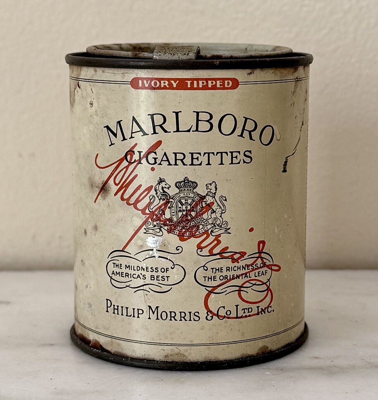 RARE Vintage Marlboro Cigarettes Philip Morris Humidor Advertising Tin (Empty)