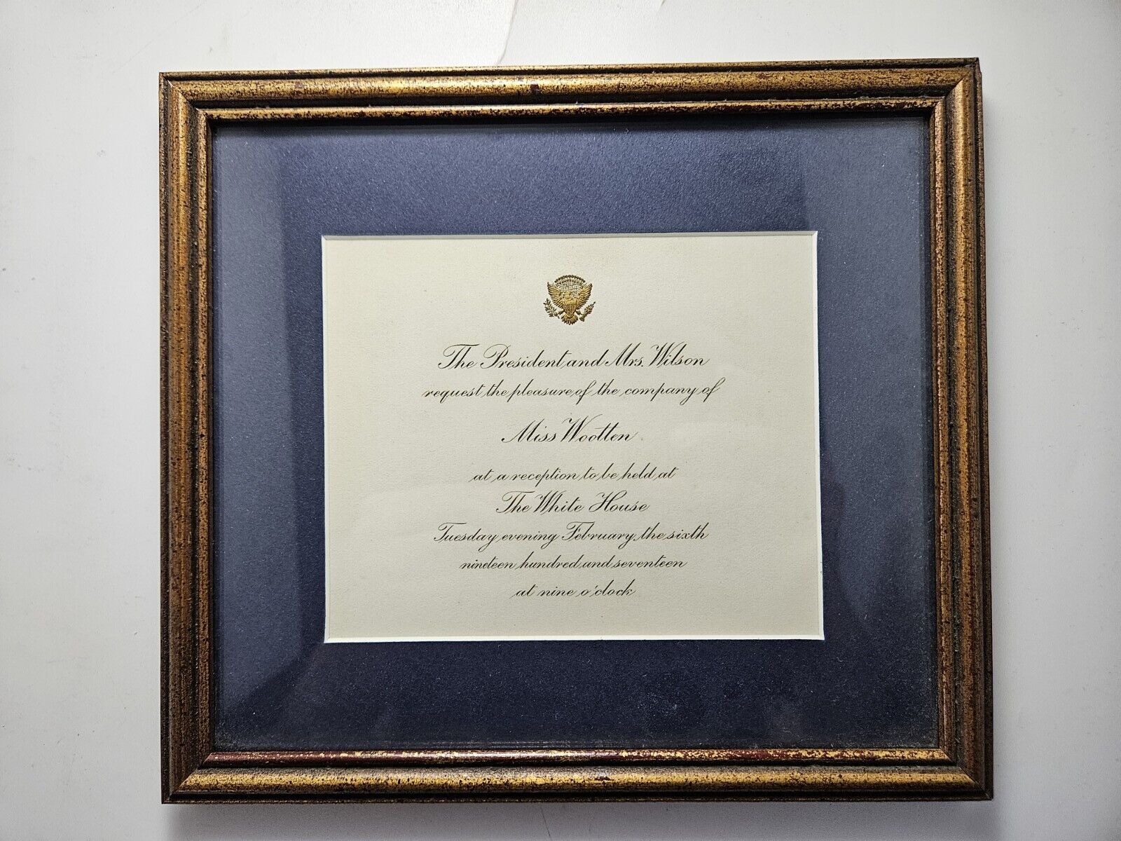 1917 White House Presidential Invitation - Woodrow Wilson