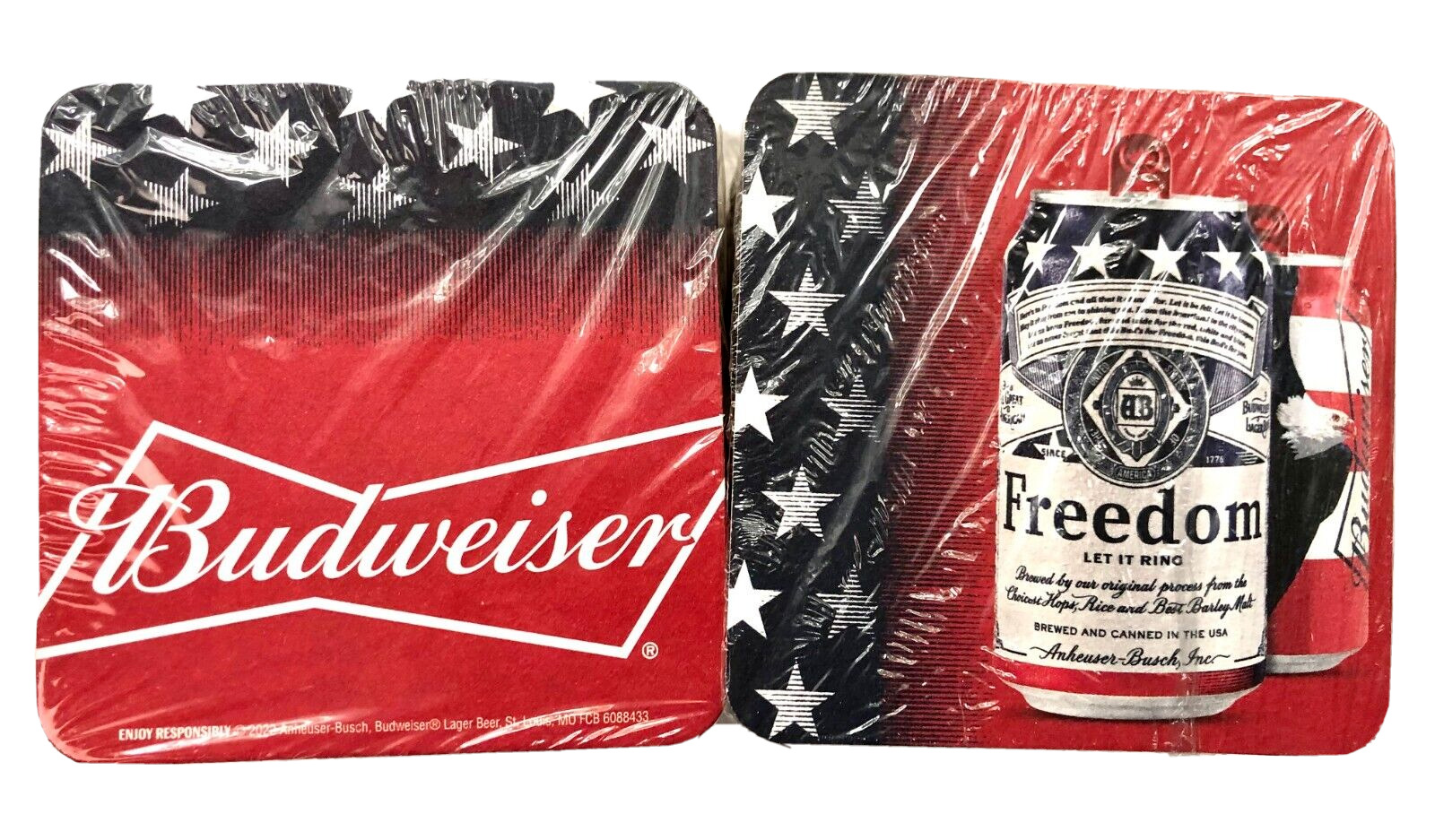 *NEW* BUDWEISER - FREEDOM - LET IT RING - SLEEVE of 125 BEER COASTERS - 2022