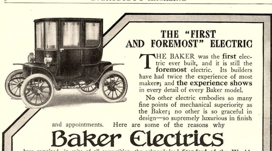 1910 BAKER ELECTRICS FIRST AND FOREMOST ELECTRIC AUTOTOMOBILE ADVERTISEMENT Z345