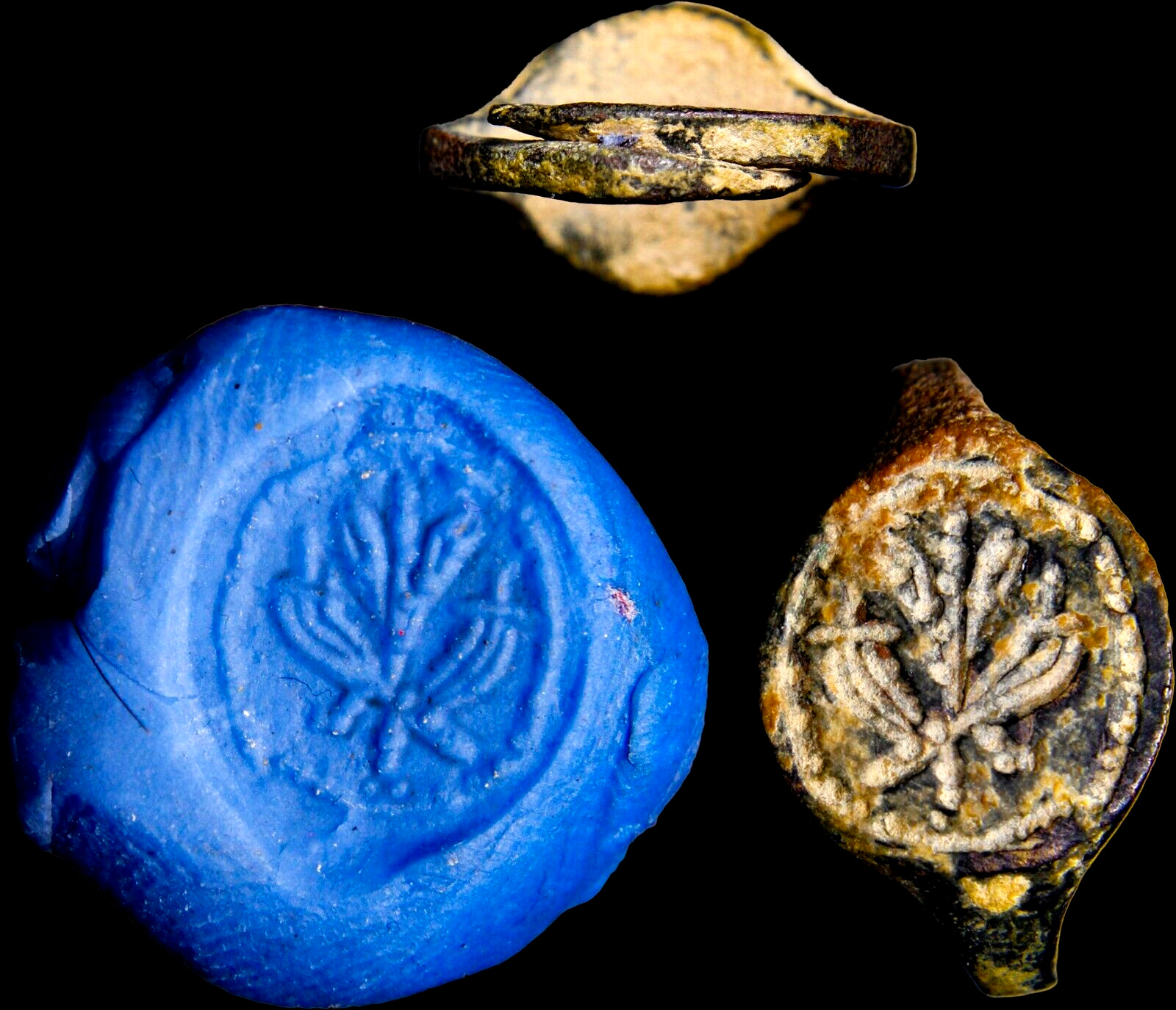 EXTREMELY RARE Judaea Cornucopia Crossed Seal Ring Antiquity Artifact Read Note