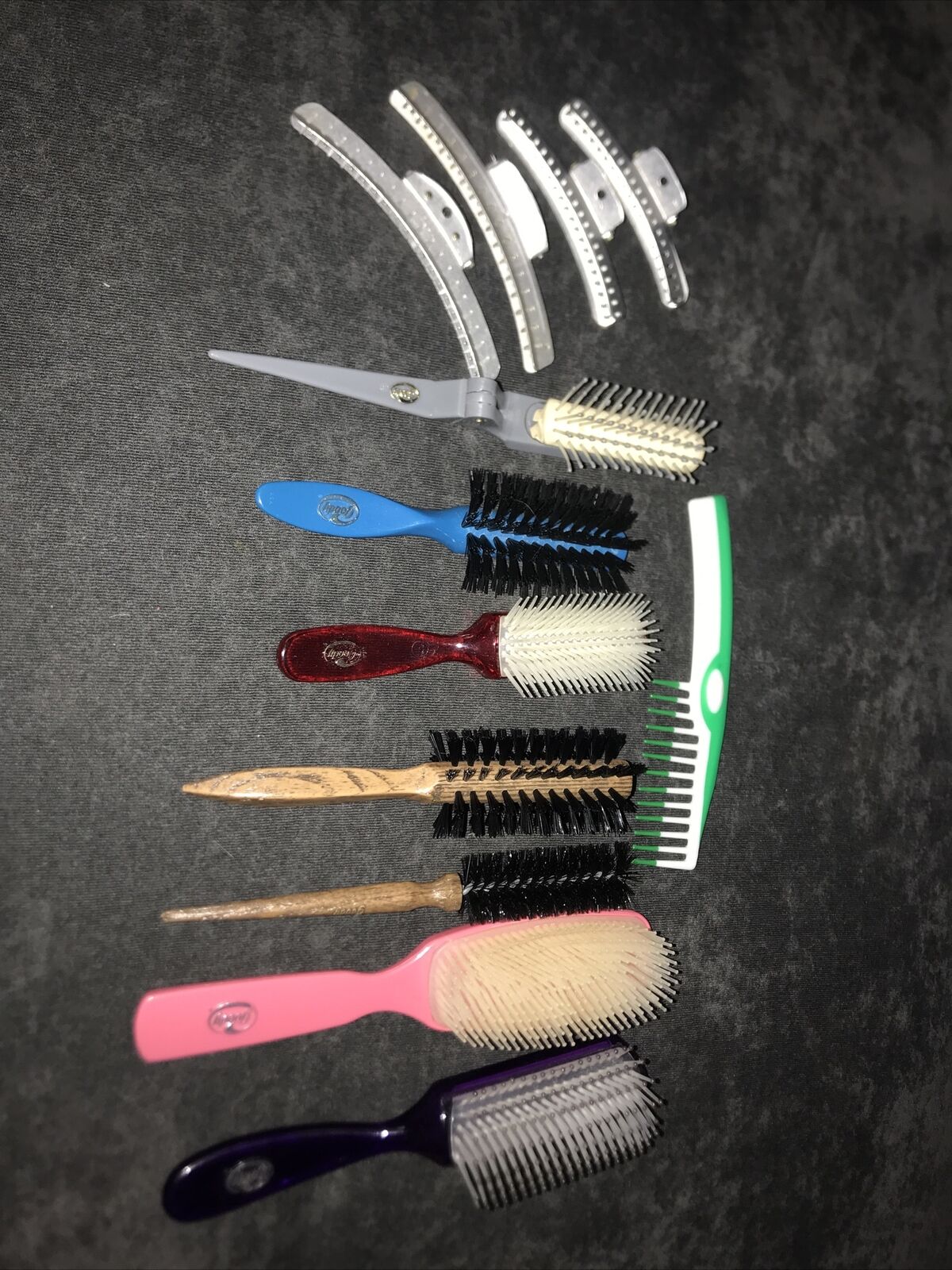 Vintage Brushes Comb Aluminum Clip Tease Rat Bristle Wood Plastic Tearless Rare