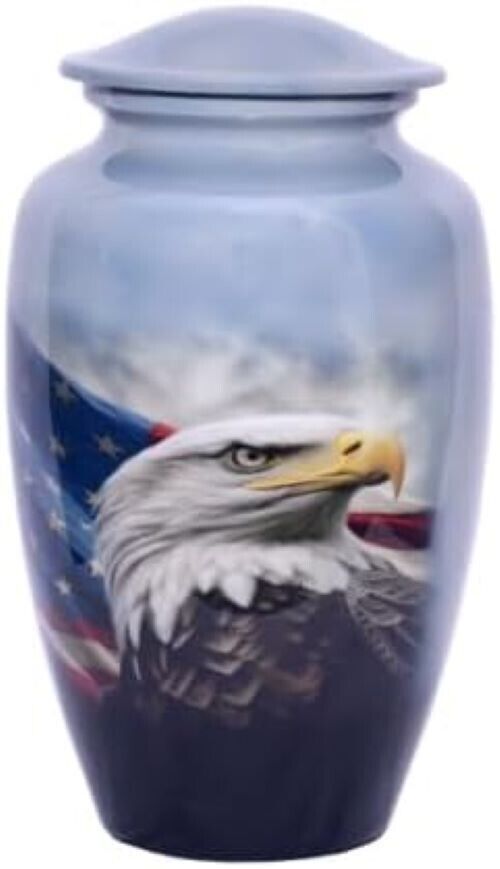 American Flag Cremation Funeral Urn for Adults Medium Size Handmade 200 lbs