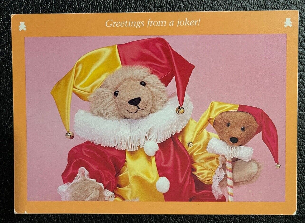 1984 Exclamations Teddy Bear Postcard Greetings From A Joker