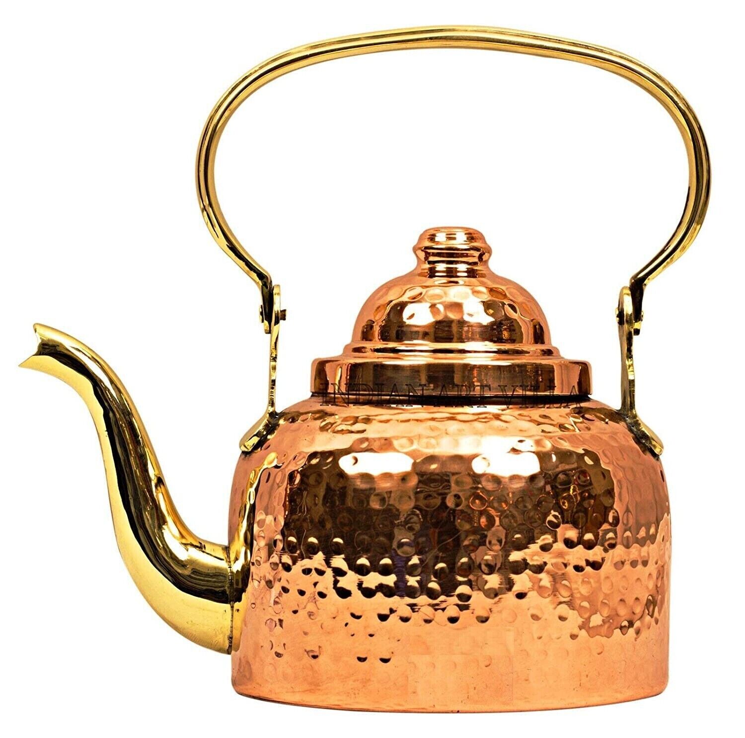 Traditional Pure Copper Tea Kettle Pot For Serveware 600 ml Inside Tin Lining