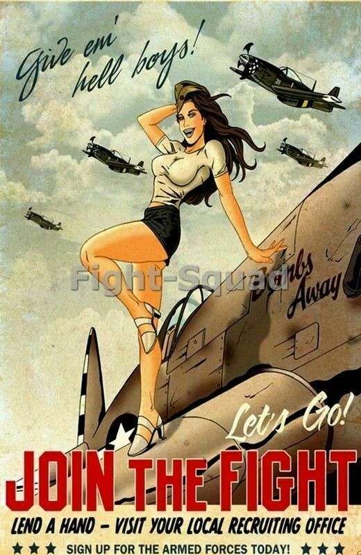 WW2 Picture Photo Recruitment Poster Give em Hell Boys - PINUP Girl 2655