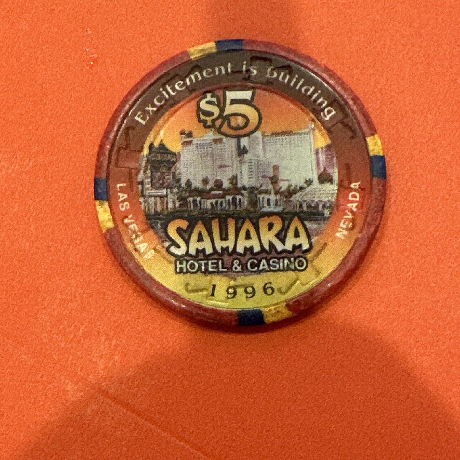 $5 Las Vegas Sahara Casino Building Sahara Chip 