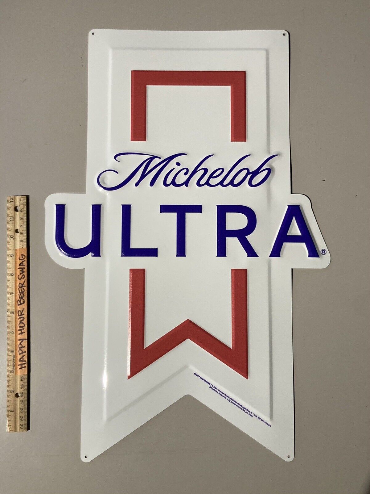 ✅  New Michelob Ultra Iconic Logo Metal Beer Bar Tin Tacker Baseball Sign