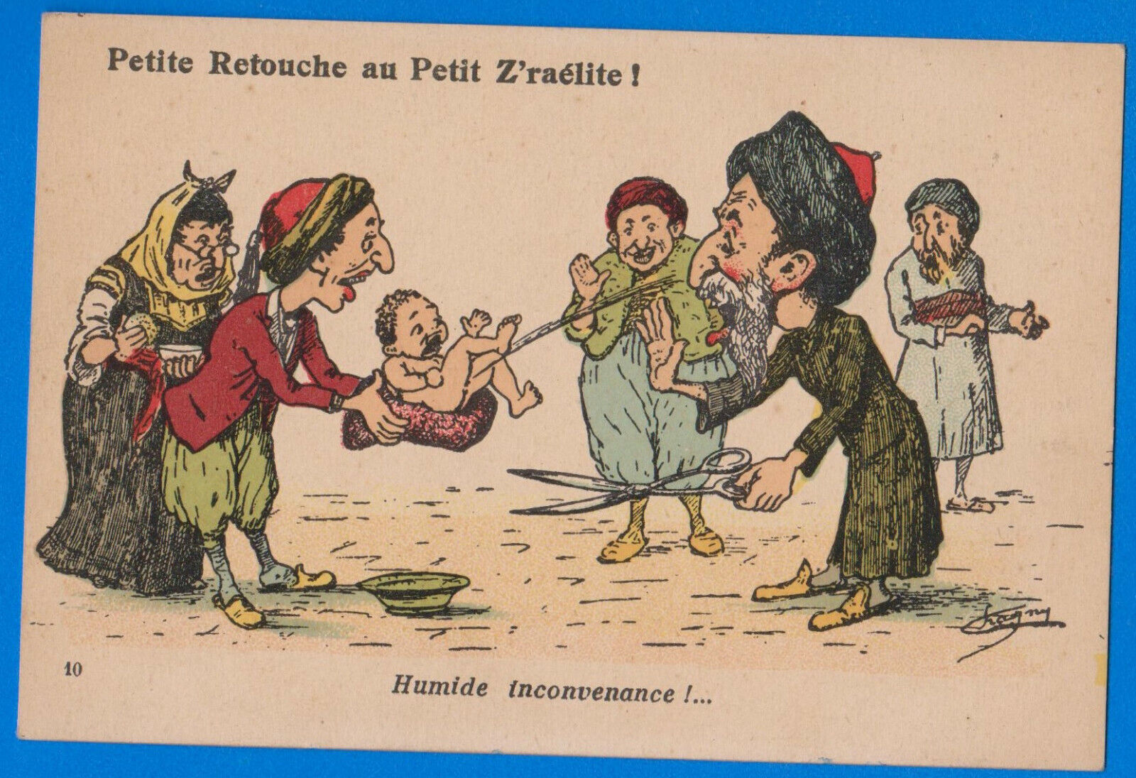 Alger, Judaica, circumcision of the Israeli jew boy, CHAGNY comic old postcard