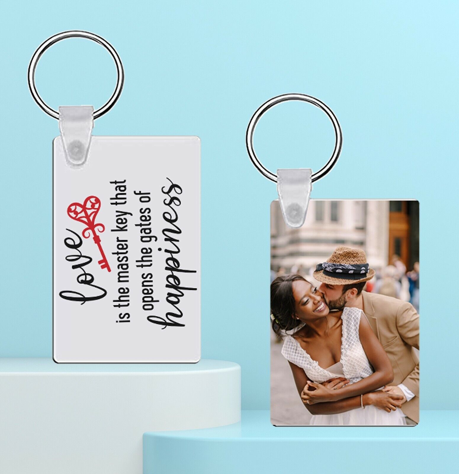 keychain 2 side personalized Custom photo and text, Best Gifts