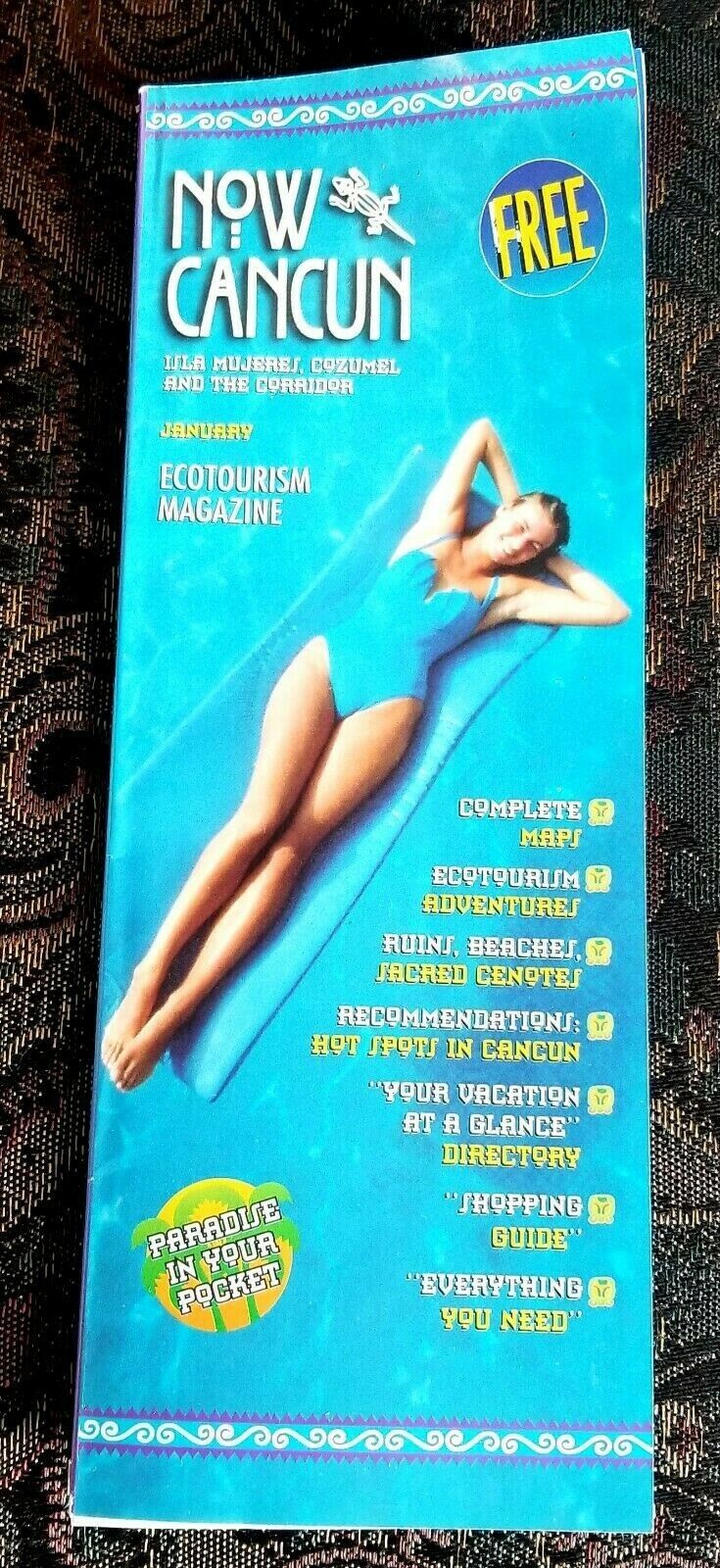 Now Cancun Magazine Travel Guide Ecotourism Tourist Yucatan Vintage Jan 1994