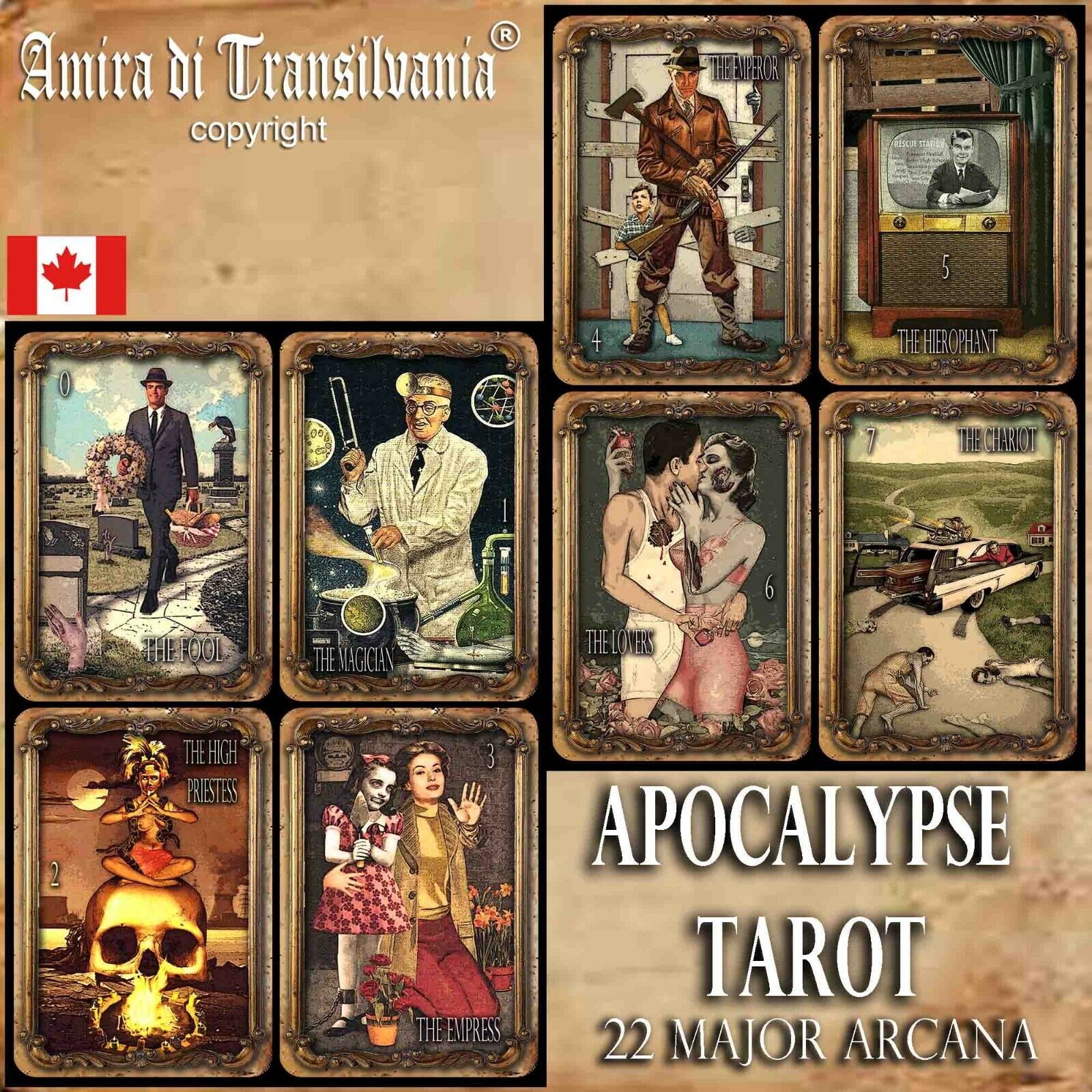 apocalypse tarot card cards deck fortune telling rare vintage zombie oracle set