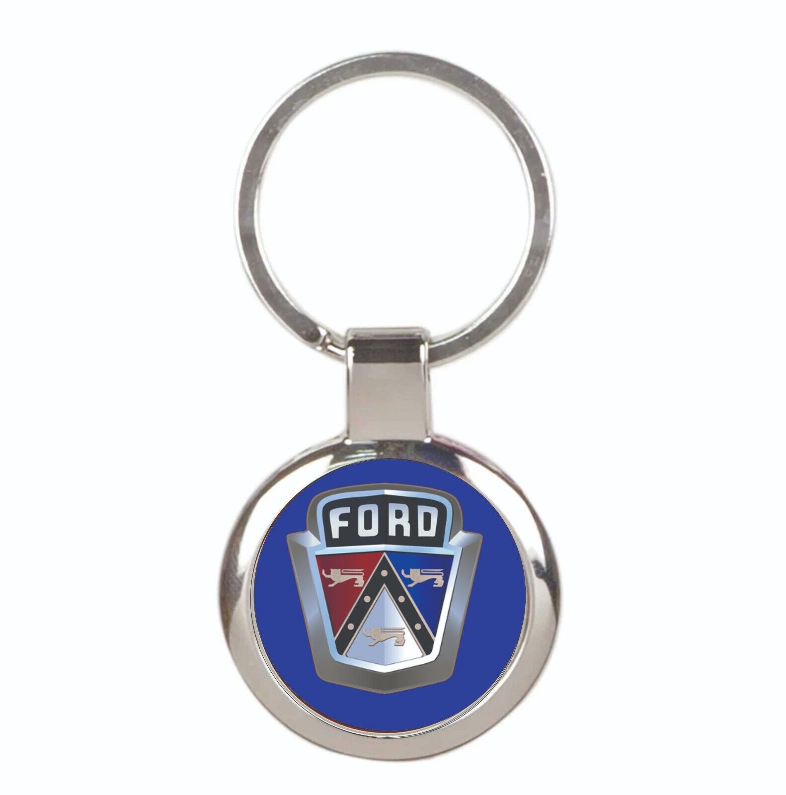 Vintage Ford Logo Chrome key ring Classic Art Logo Prints Key Fob Keychain