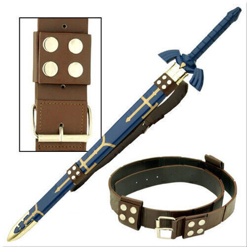 Brown Leather Sticched Zelda Link Hyrule Sword Leather Belt Strap Holder Holster