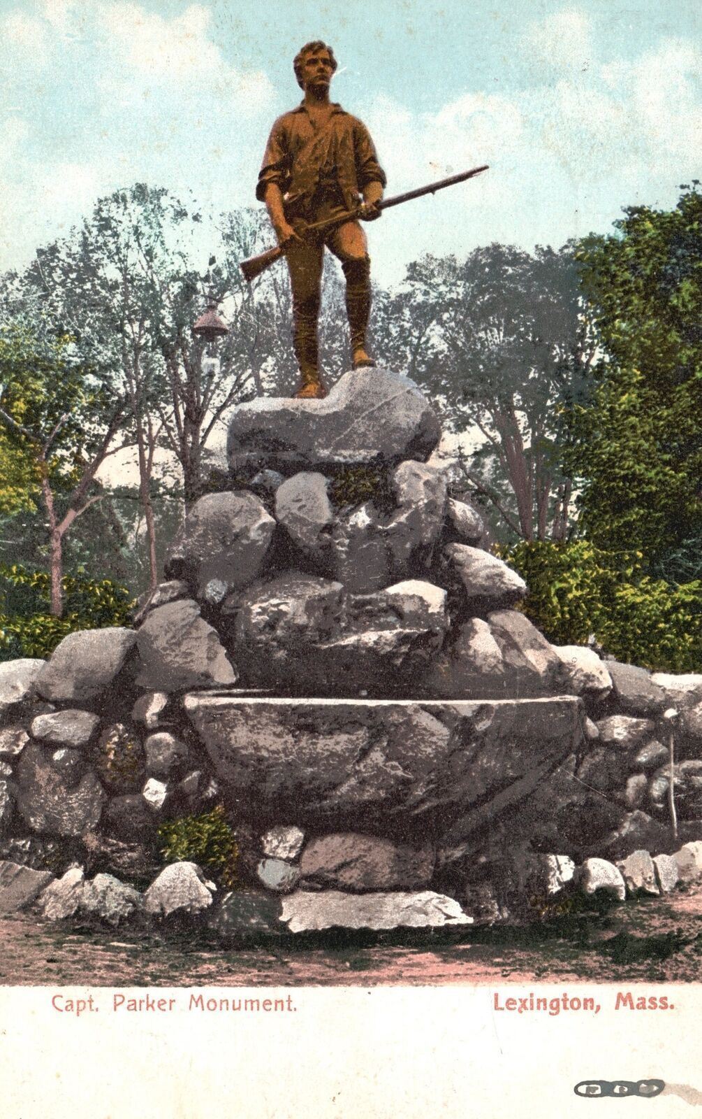Vintage Postcard 1908 Capt. John Parker Monument Statue Lexington Massachusetts