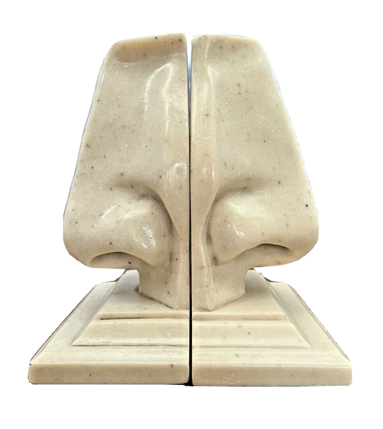 C2C Vtg Mid Century Modern Human Nose Bookends Pop Art Marble Nob Hill Sculpture