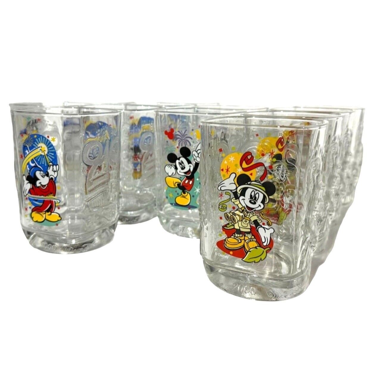 Collectible Set of 12 Glasses Disney Magic McDonald\'s Mickey Mouse Mugs 2000 Y2K