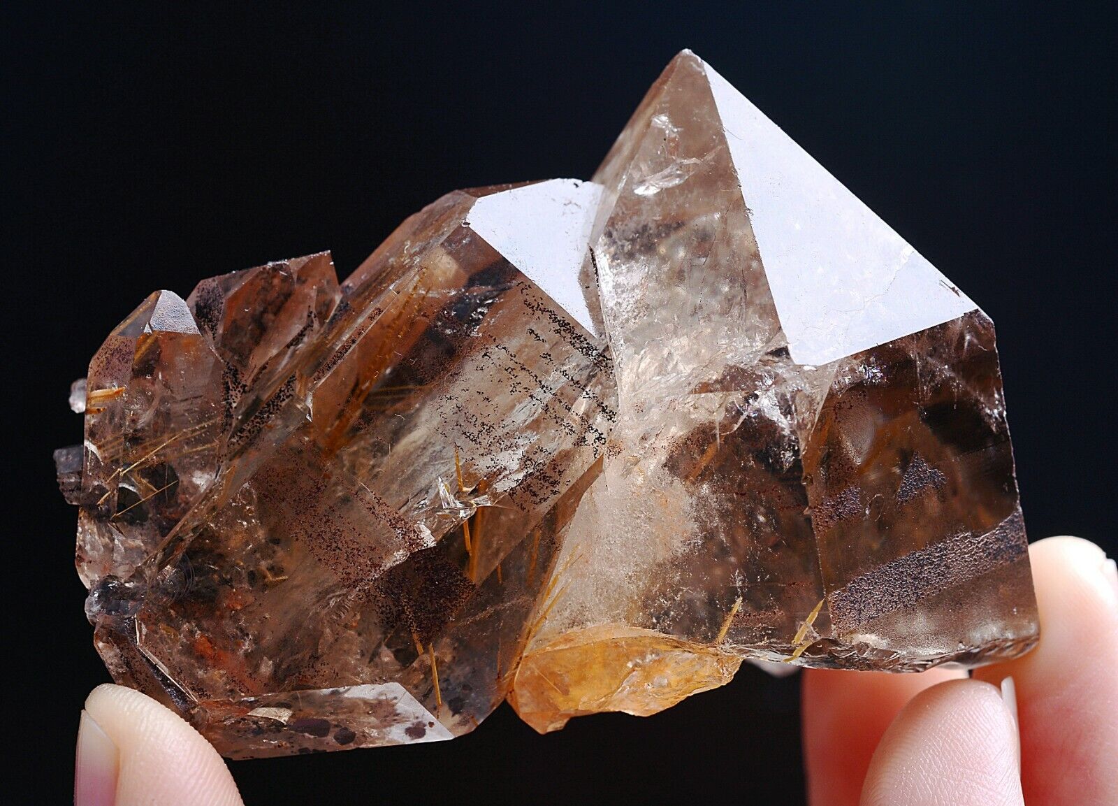 119g Natural Transparent Gold Rutilated Quarte Hair Crystal Mineral  Specimens