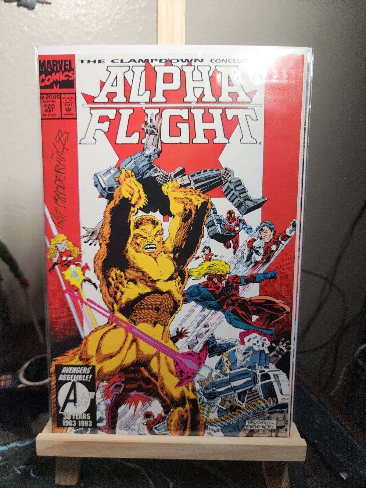 Alpha Flight 120 And Mini Poster Signed By Pat Broderick.