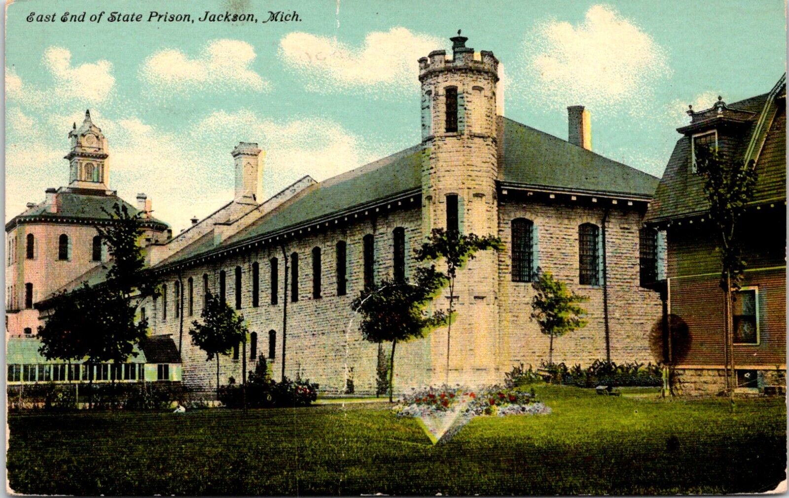 Postcard 1911 Jackson State Prion East End Buildings Michigan D7