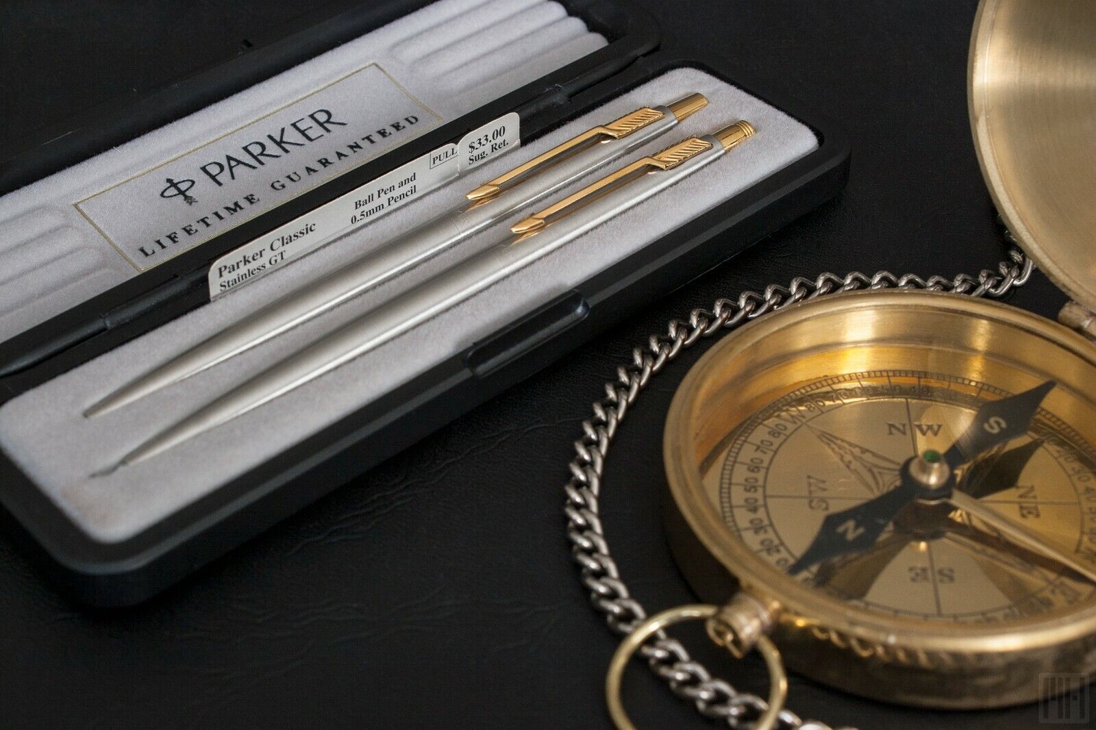 Golden Beauty - 14K Gold Parker Classic Stainless Steel vintage pen set