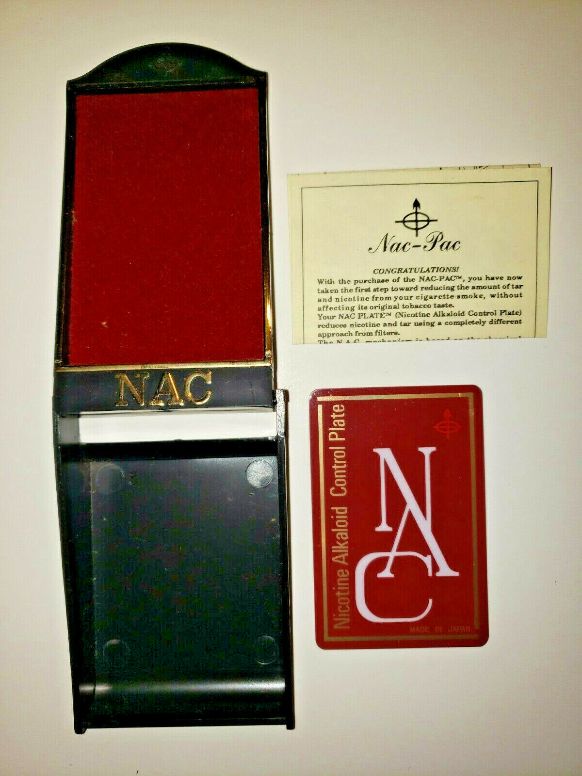 Vintage Anti-Smoking Cigarette Pack Nicotine Alkaloid Control Plate Card Japan