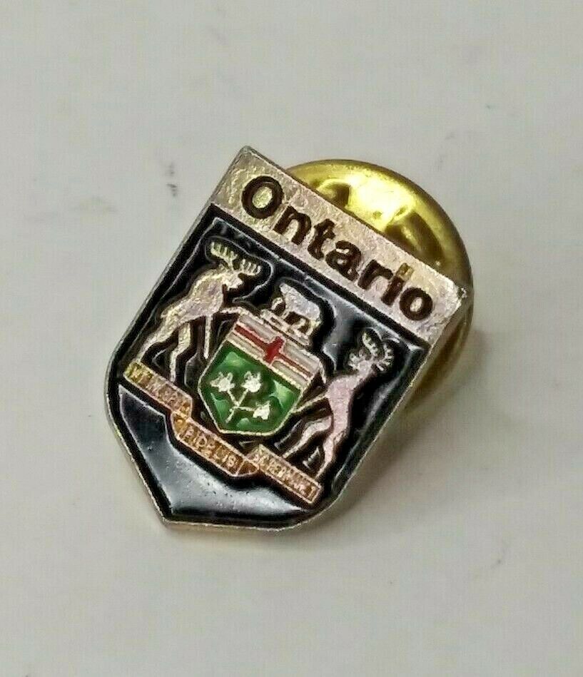 Vintage Rare Ontario Deer Elk White Trillium Shield Logo Lapel Button Brooch Pin