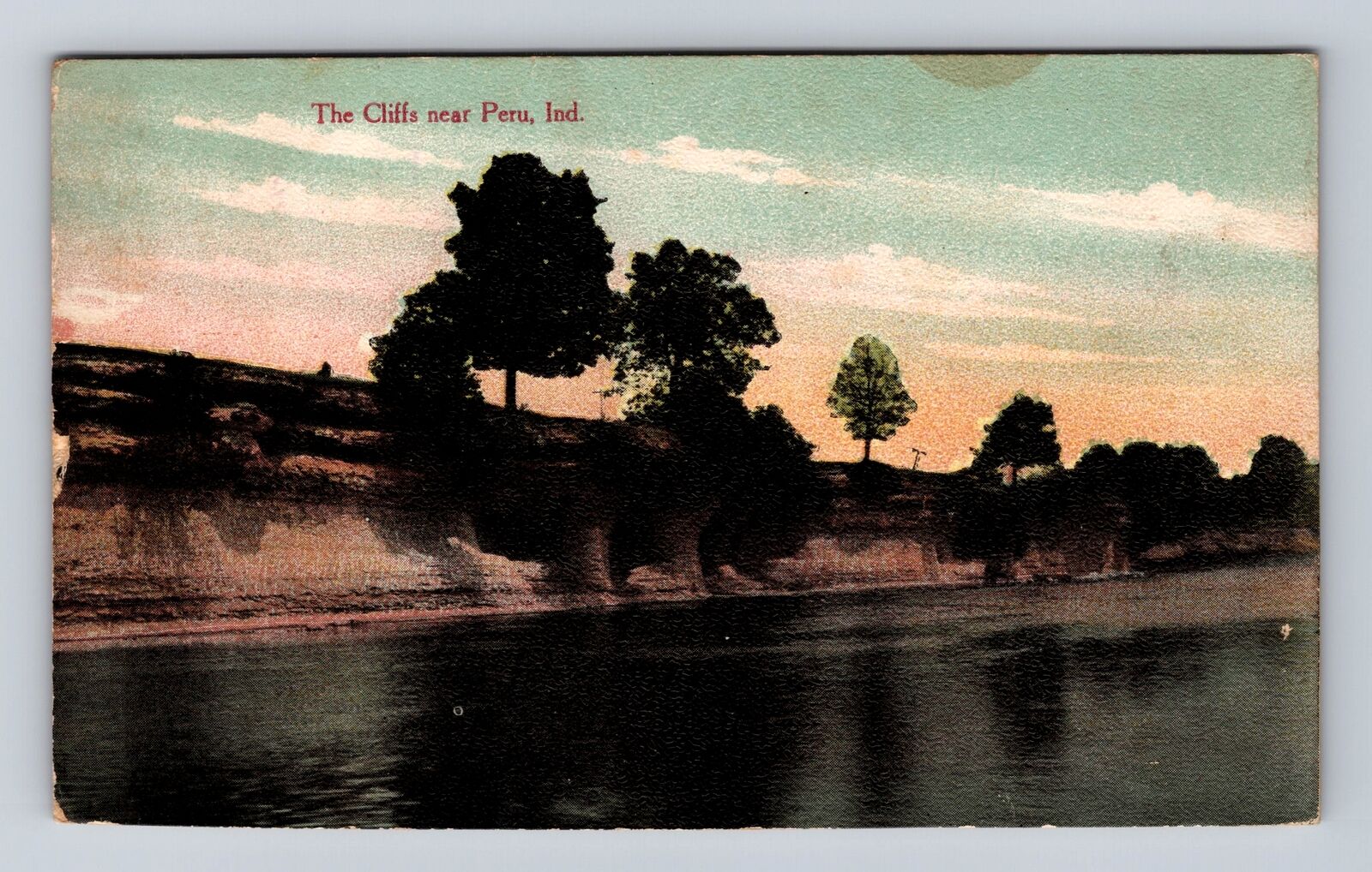 Peru IN-Indiana, Cliffs near Peru, Scenic River Views, Vintage Souvenir Postcard