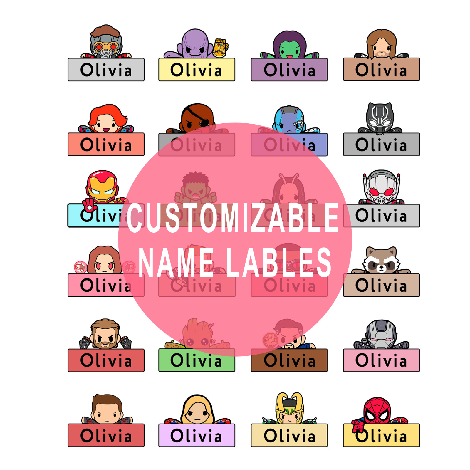 Superheroes Lable Stickers, School Supply Labels, Marvel Personalise Stickers