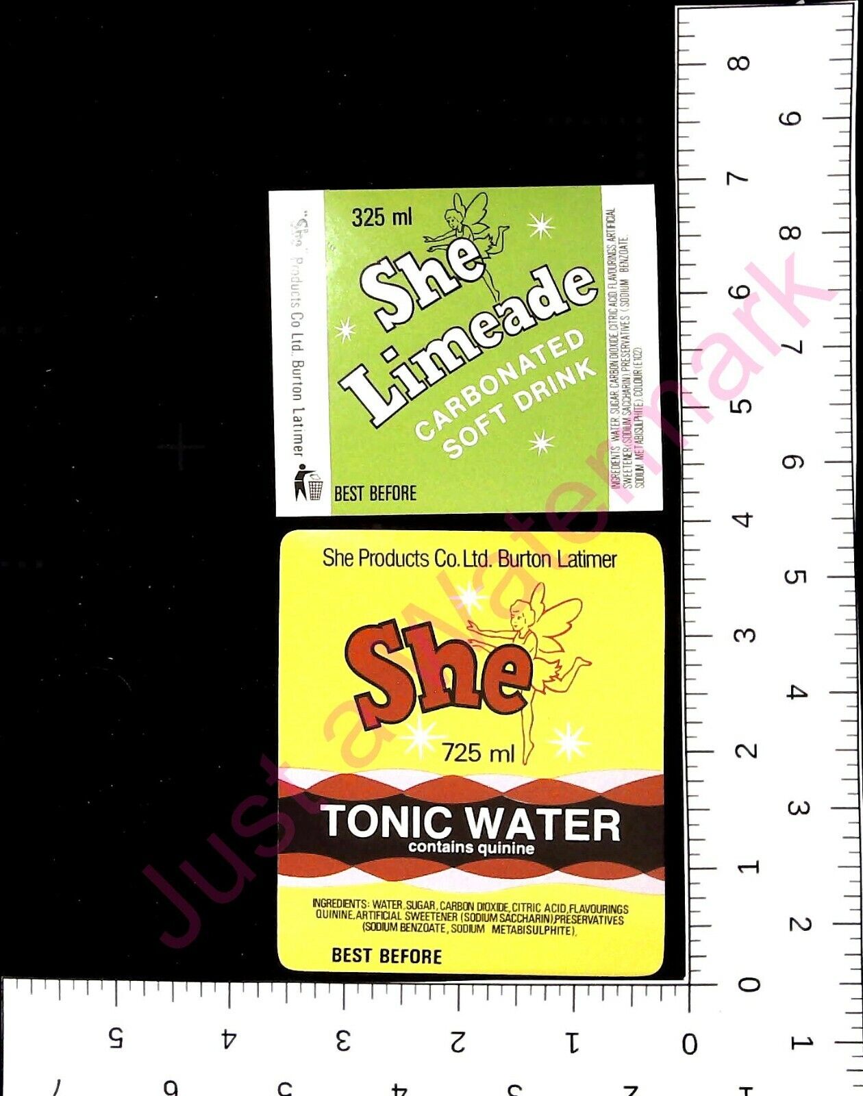 Lot of Vintage She Brand Carbonated Beverages Labels Tonic Water Soda Lemonade