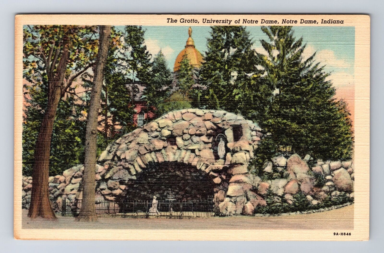 Notre Dame IN-Indiana, University of Notre Dame Grotto, Vintage History Postcard