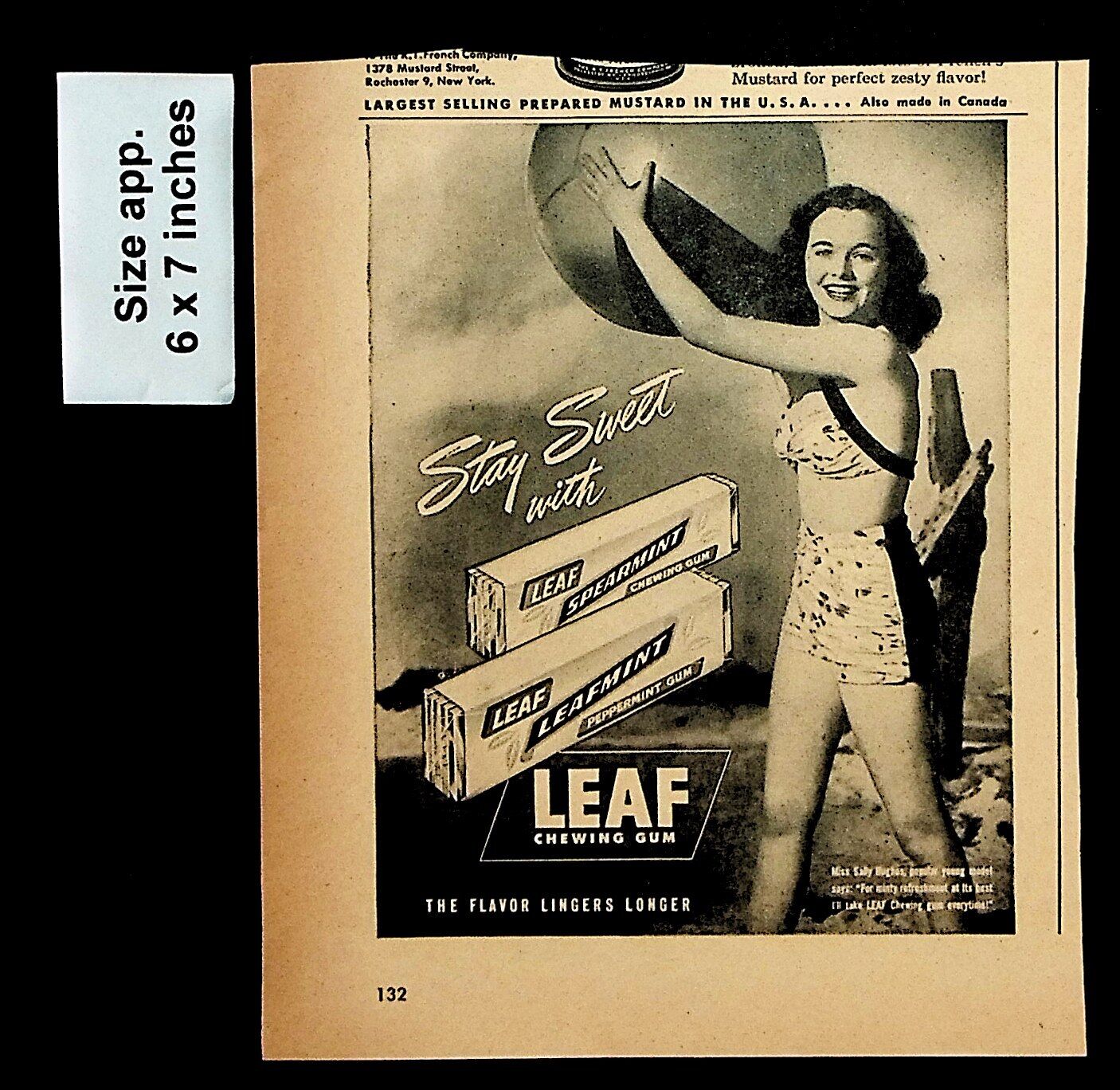 1948 Leaf Chewing Gum Spearmint Woman Swimsuit Ball Vintage Print Ad 30991
