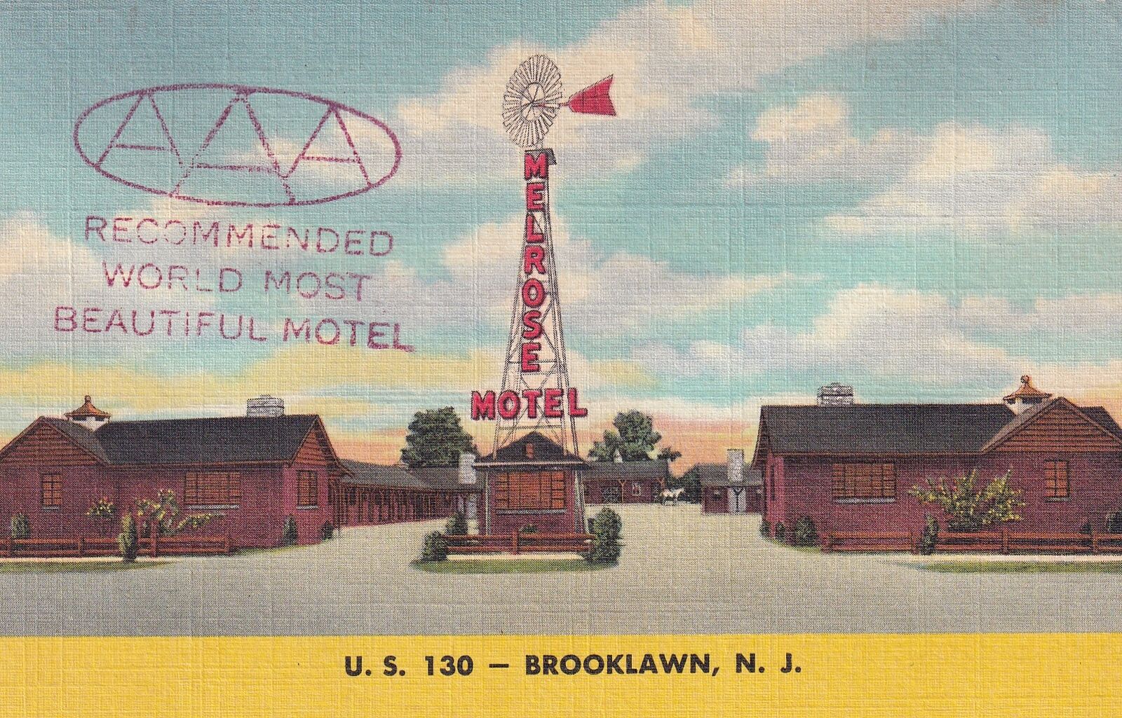 Melrose Motel Brooklawn New Jersey NJ 1952 Camden Postcard C55