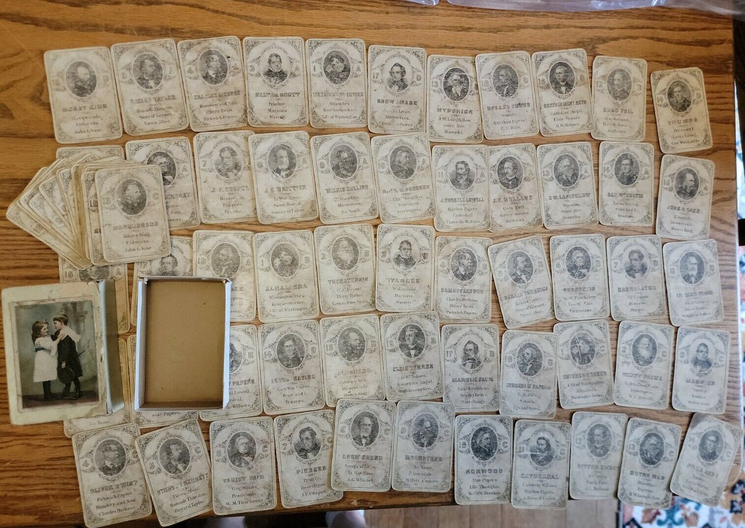 72 LOT SET 1880S AUTHOR PLAYING TRADING TRADE CARDS HISTORICAL ANTIQUE RARE OLD