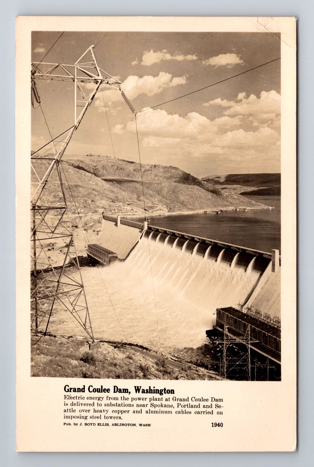 Grand Coulee Dam WA-Washington RPPC, Scenic View, Antique Vintage Postcard