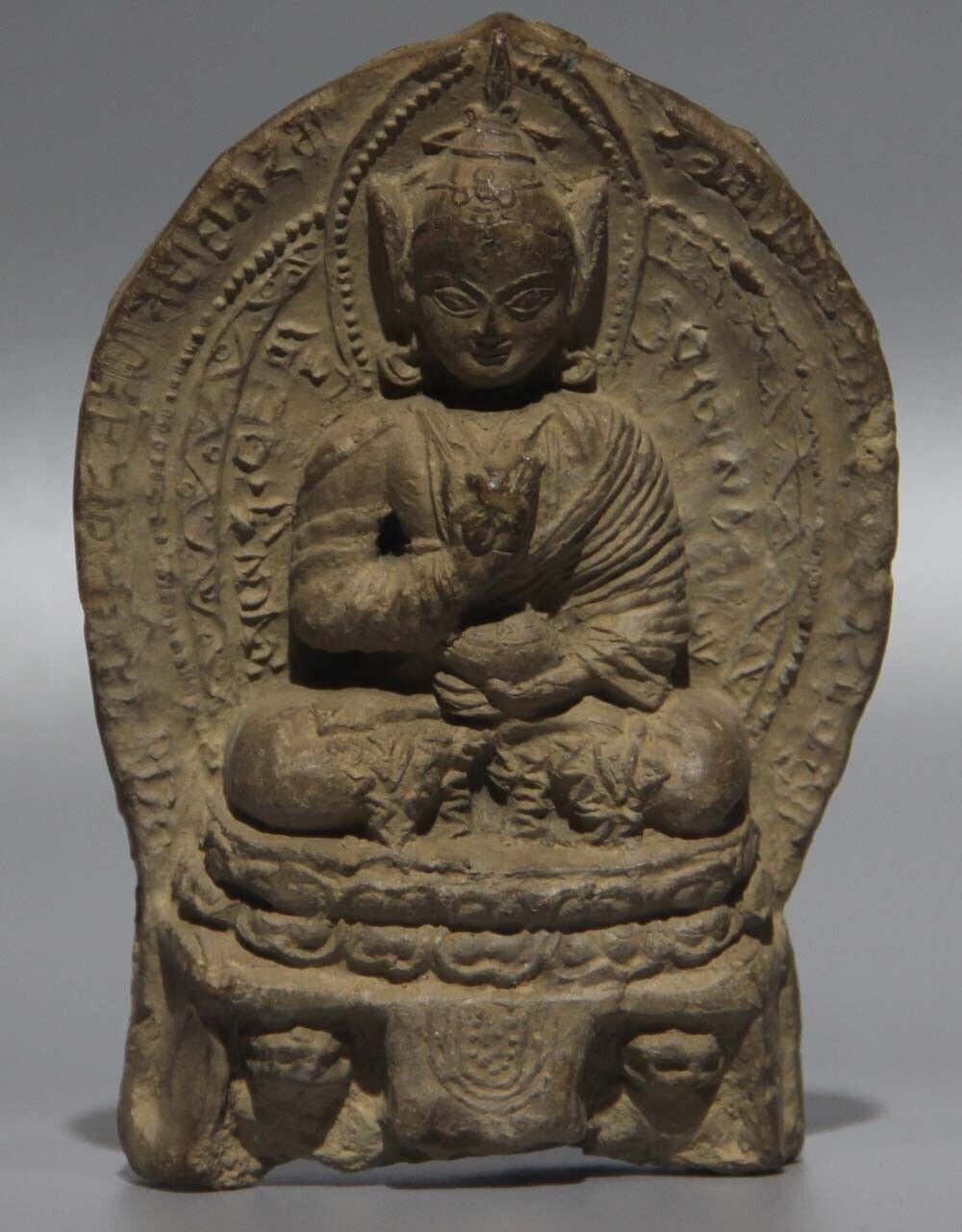 Rare Tibet 1500s Old Antique Buddhist Clay Tsa Tsa Buddha Statue Padmasambhava