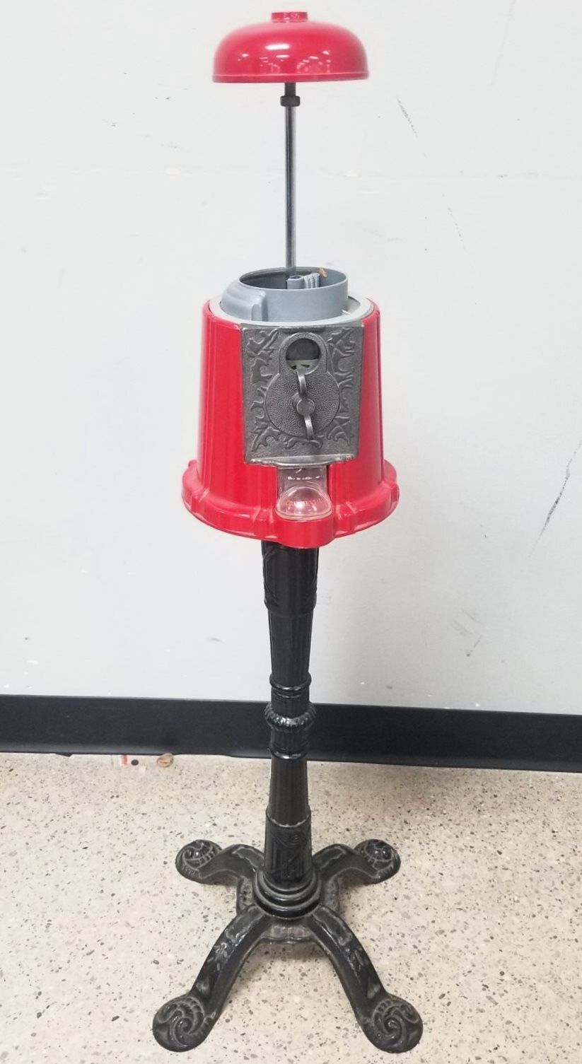 Vintage Continental Gum Of Canada Red Gumball Machine With Stand^