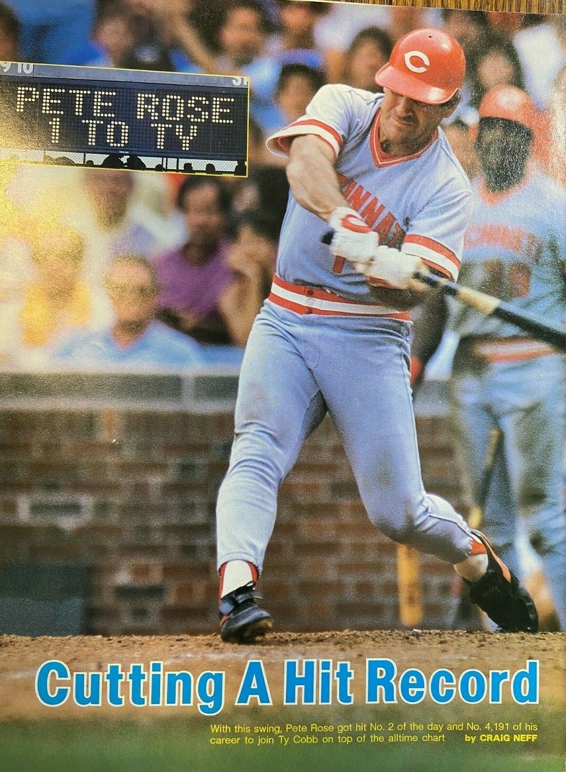 1985 Baseball Player Pete Rose Cincinnati Reds illustrated