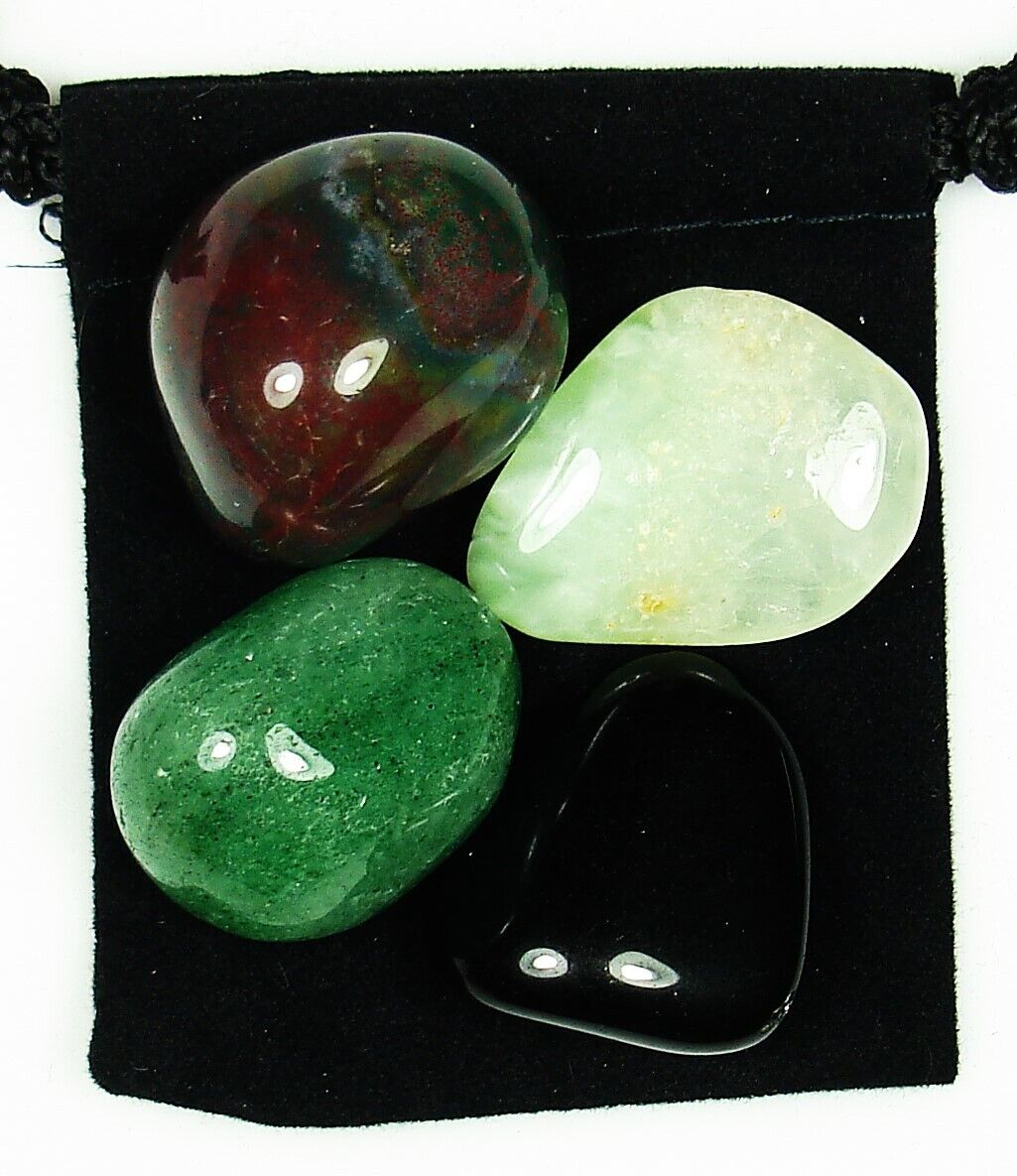 LEUKEMIA FIGHTER Tumbled Crystal Healing Set = 4 Stones + Pouch + Card