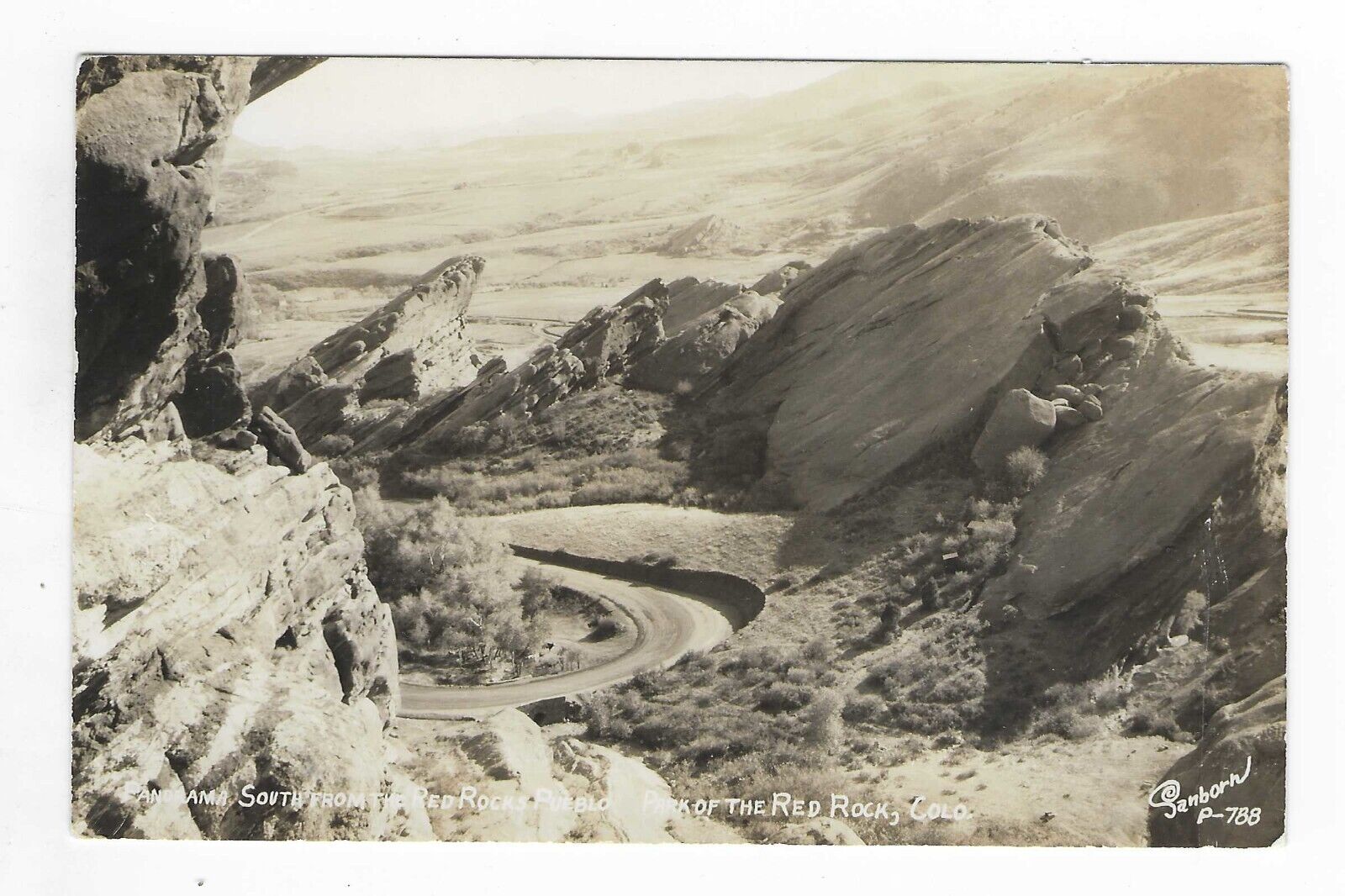 Vintage Postcard Pandarama South Front Red Rock Pueblo CO P-788 Sanborn RPPC UNP