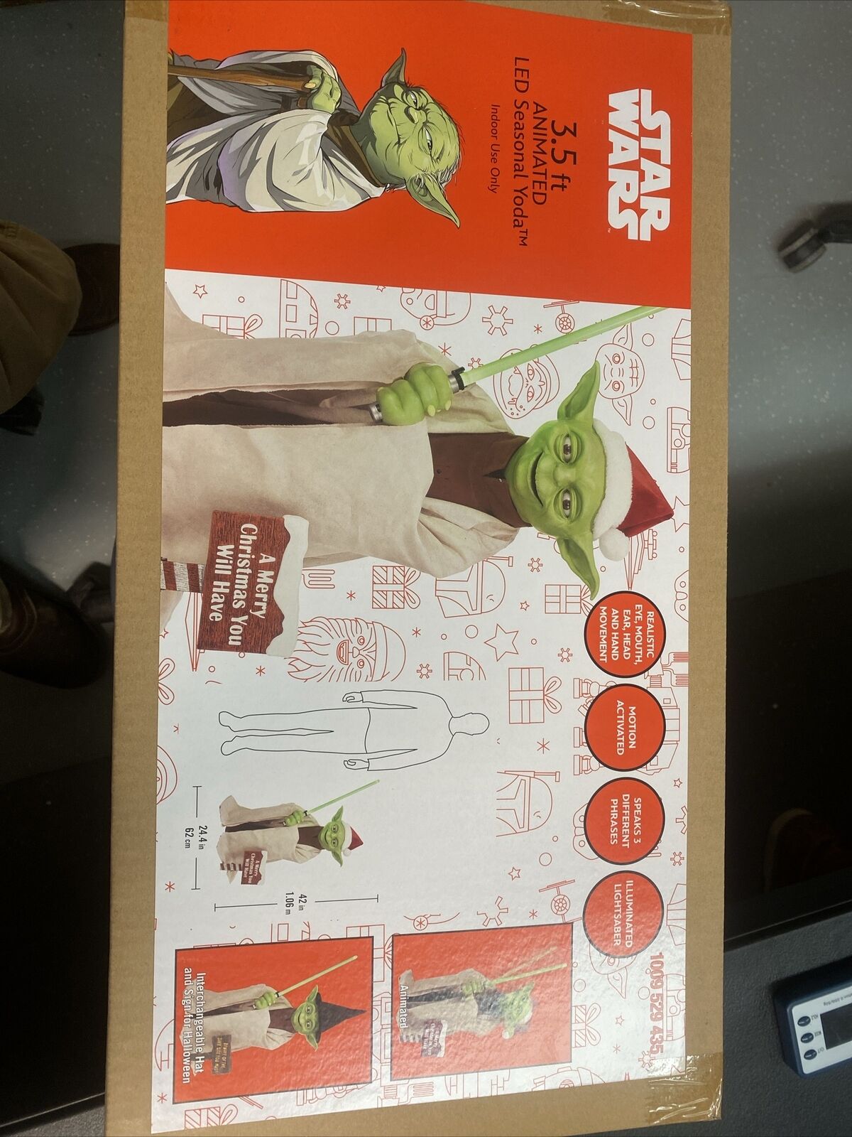 Star Wars 3.5 ft Animated LED Seasonal Yoda Indoor Use Only Home Decor New