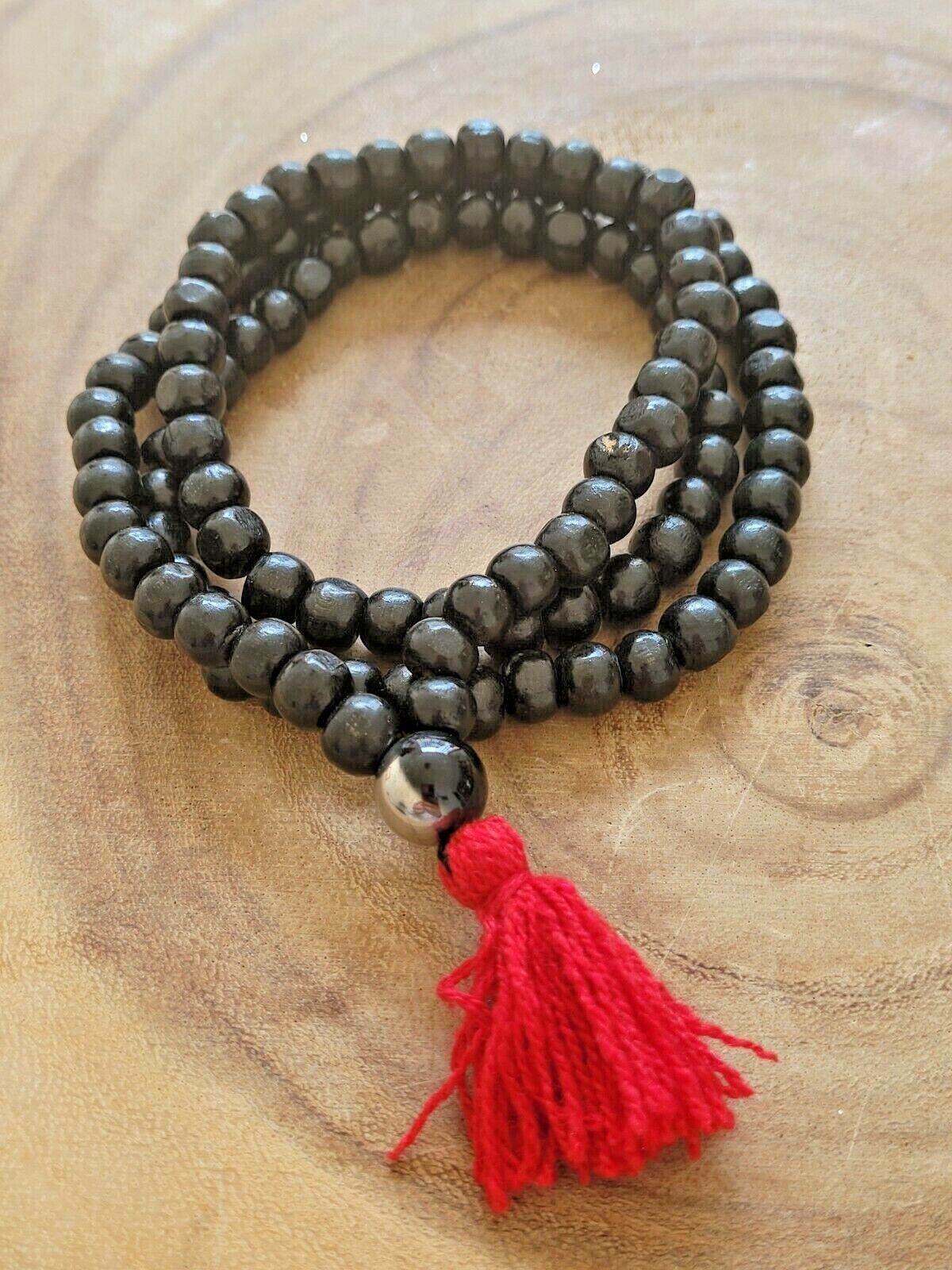 Black Sandalwood 108 8mm Buddhist Prayer Wood Bead Mala Necklace Bracelet