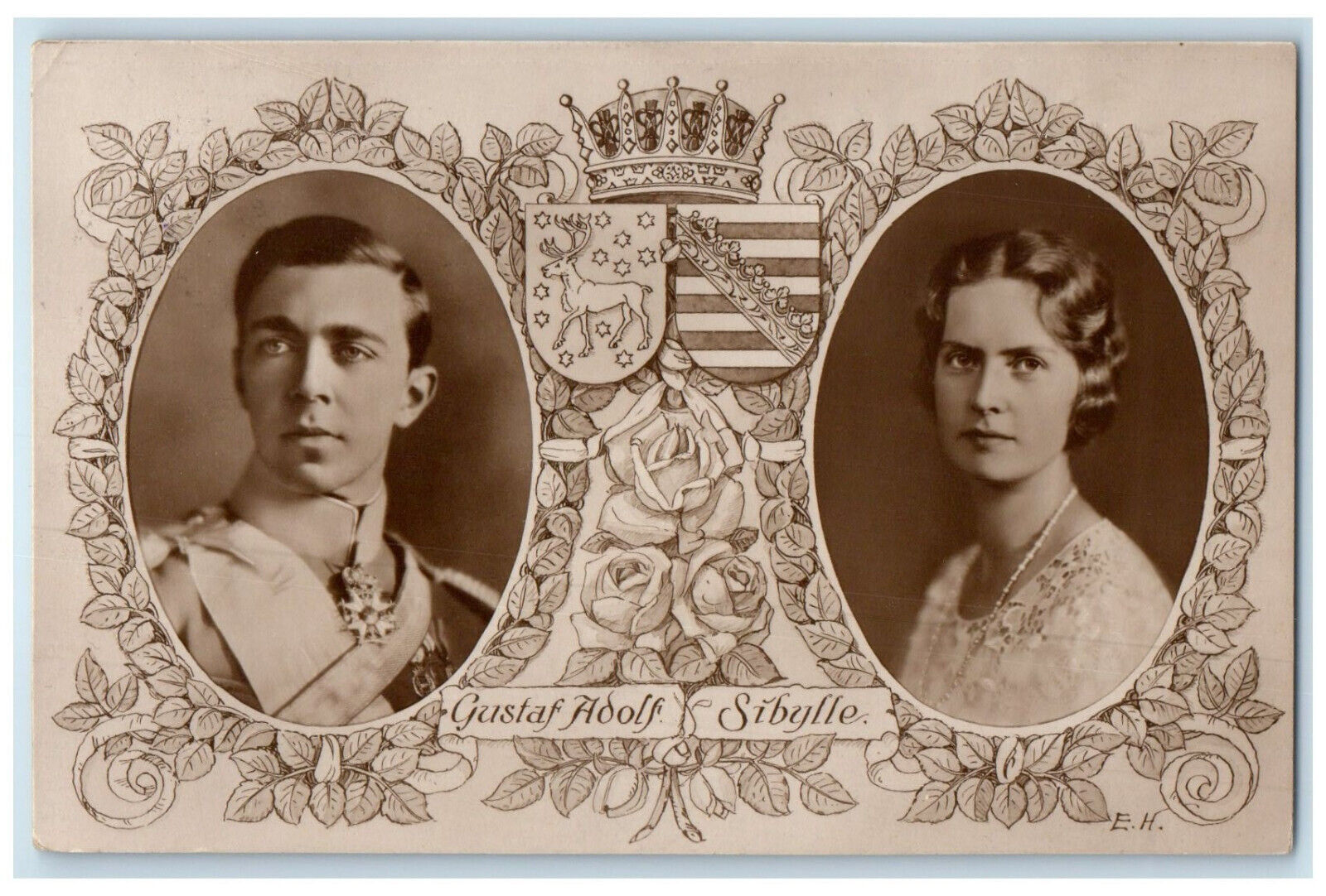 1952 King Gustaf Adolf Princess Sibylle Sweden Vintage RPPC Photo Postcard