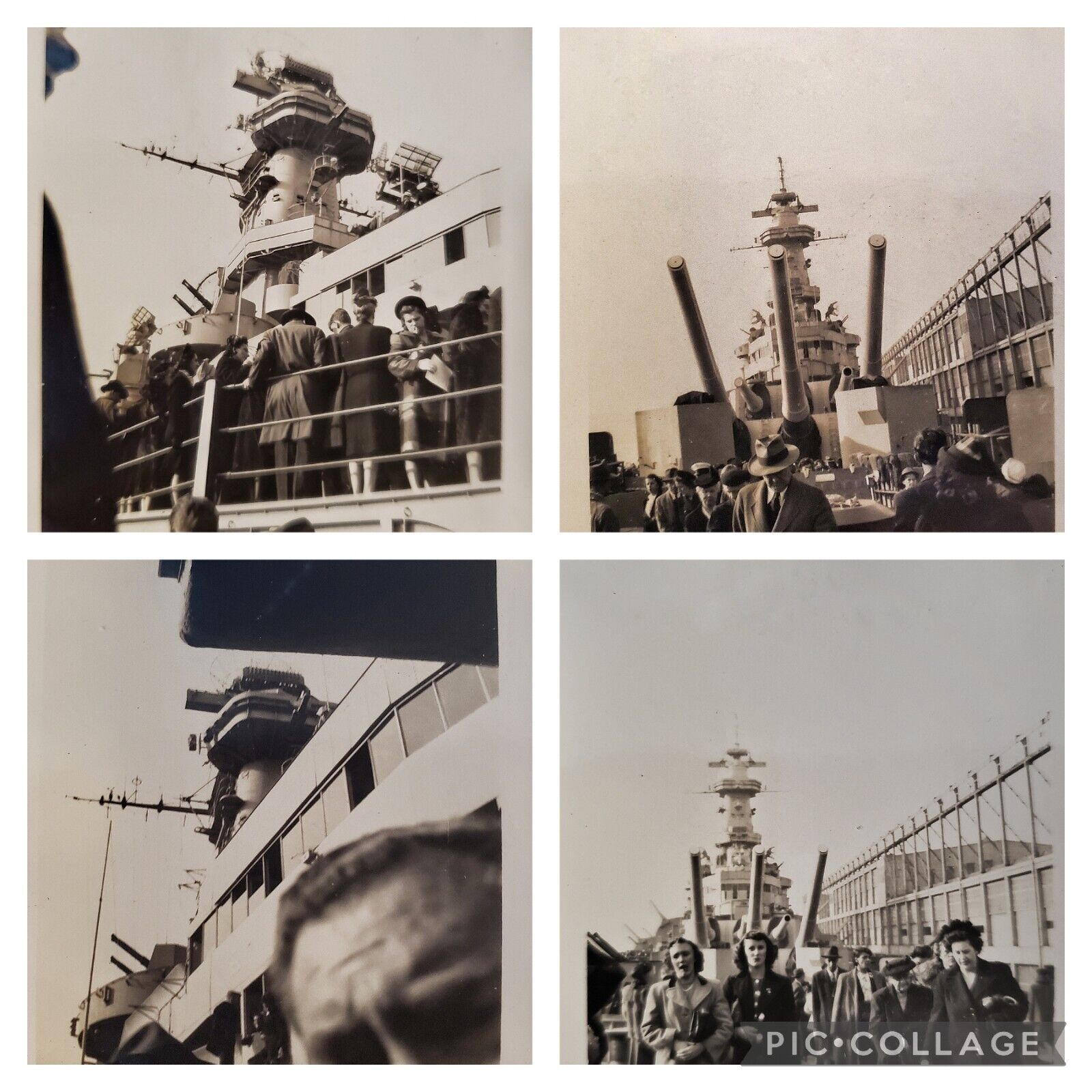 4 Vintage Photos of People Touring the U.S.S. MISSOURI Battleship during WWII
