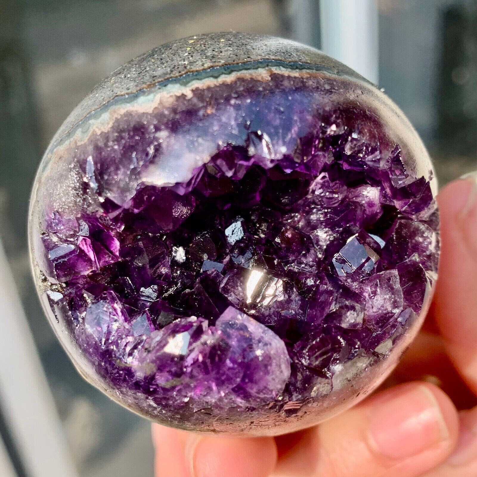 100g+ Natural Amethyst geode quartz ball crystal Start smiling sphere healing