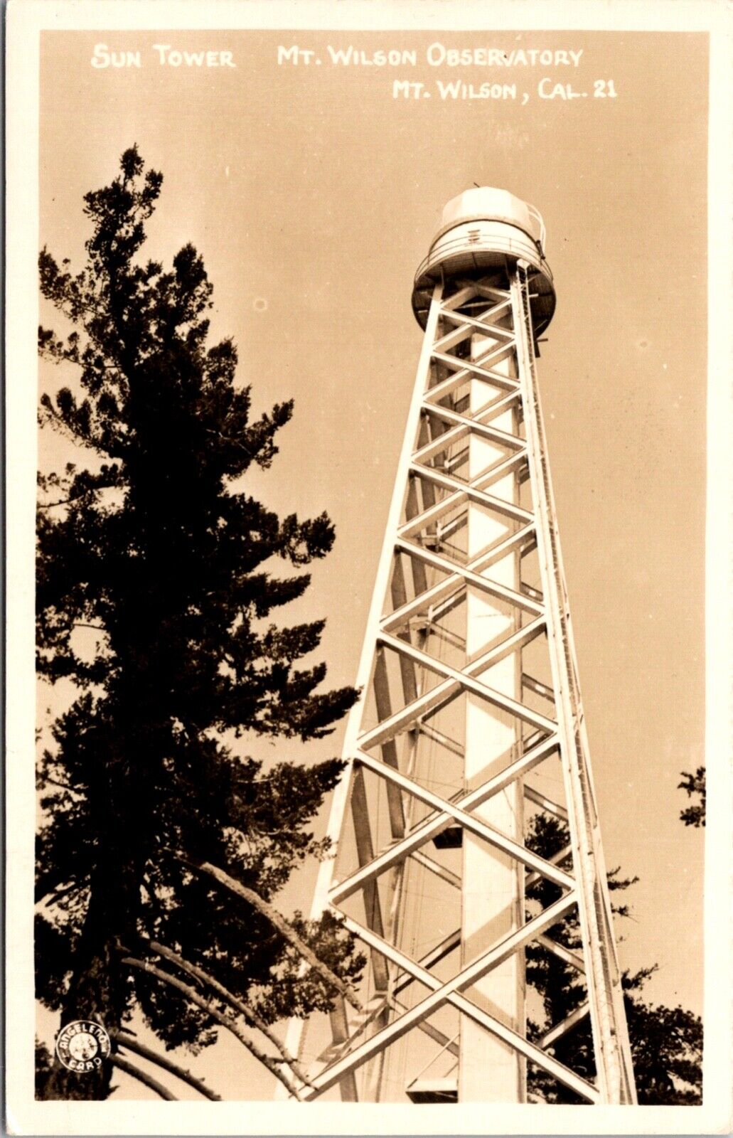 Real Photo Postcard Sun Tower Mt. Wilson Observatory in Mt. Wilson, California