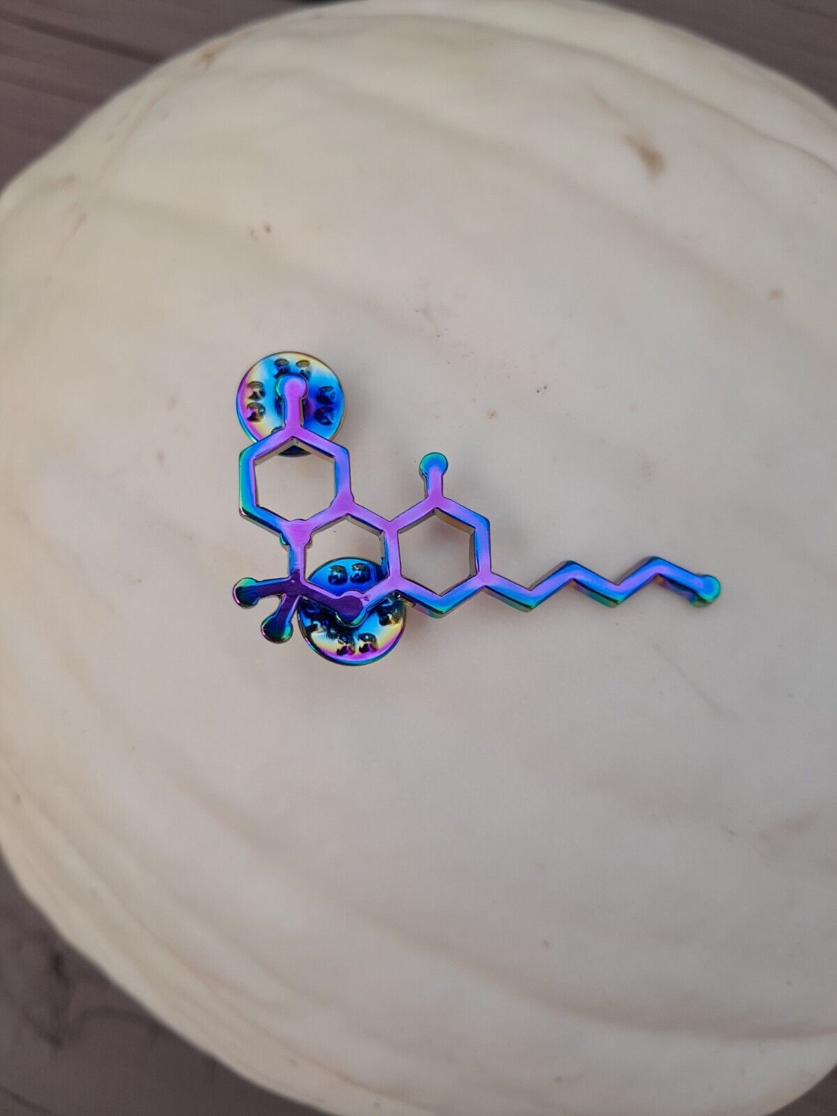 THC molecule rainbow ano plated enamel lapel hat pin weed bud stoners