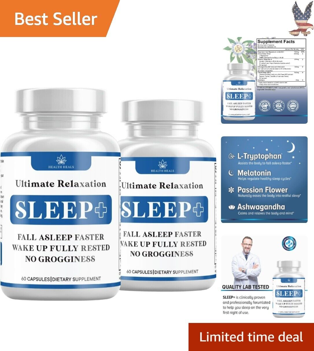 Premium Herbal Restorative Sleep Aid - Premium 120 Count - Deep Restful Sleep